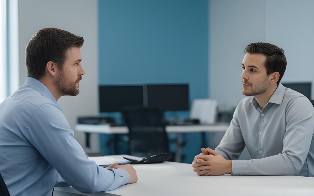 Zakelijke IT-consultant in Nieuwleusen tijdens een bespreking in een moderne kantooromgeving