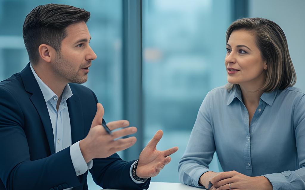 Adviseur in gesprek met een ondernemer in Overijssel tijdens een IT-bespreking bij Veenstra Innovate